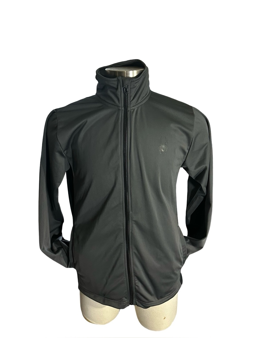Spyder Mens Prospect Full Zip Fleece Jacket Charcoal Gray Track Coat Sz M Tech